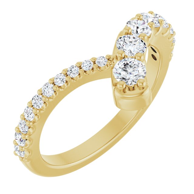 14K Yellow Gold Graduated Diamond Bypass Ring