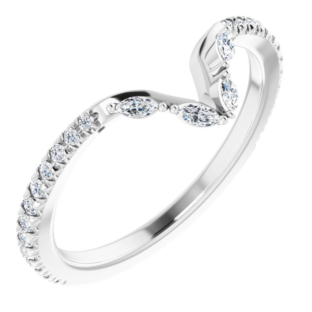 14K White Gold 1/4 CTW Natural Diamond Band for 6.5 mm Round Ring