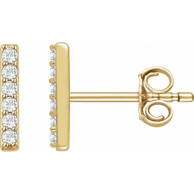 14K Yellow Gold 1/10 CTW Lab-Grown Diamond Bar Earrings