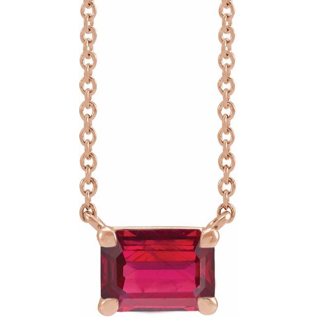 14K Rose Gold Lab-Grown Ruby Necklace