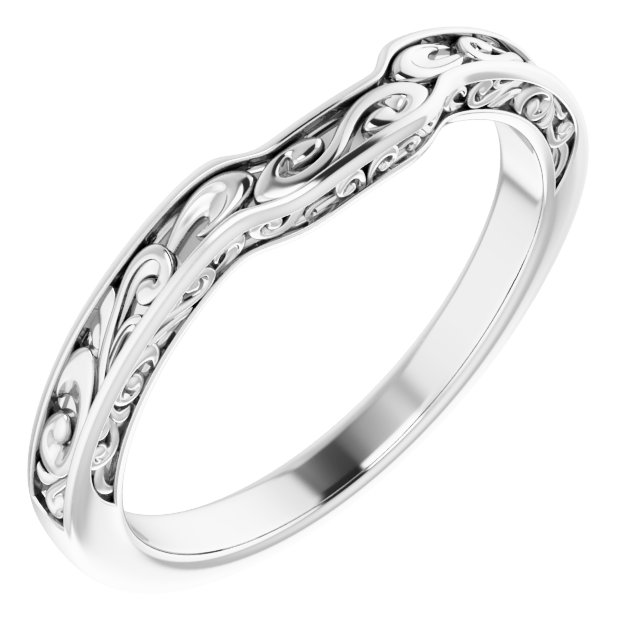 14K White Gold Sculptural-Inspired Matching Band