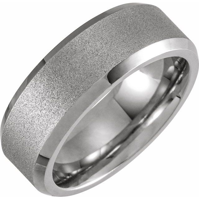 White PVD and Tungsten Inlay White PVD Ice-Finish Tungsten Inlay Band