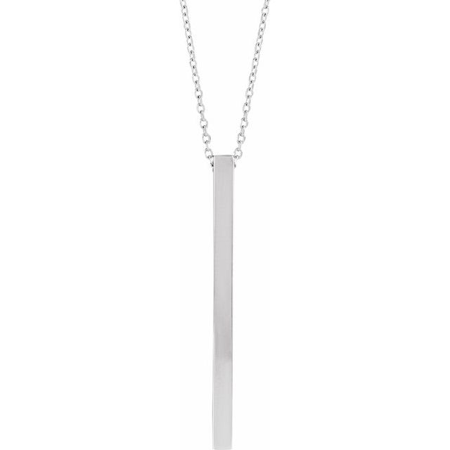 Sterling Silver Engravable Four-Sided Bar Necklace