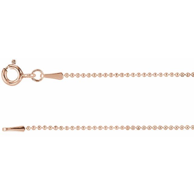 14K Rose Gold 14K Rose Gold 1 mm Hollow Bead 18" Chain
