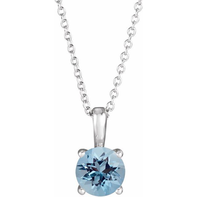 Sterling Silver 4 mm Natural Aquamarine Necklace