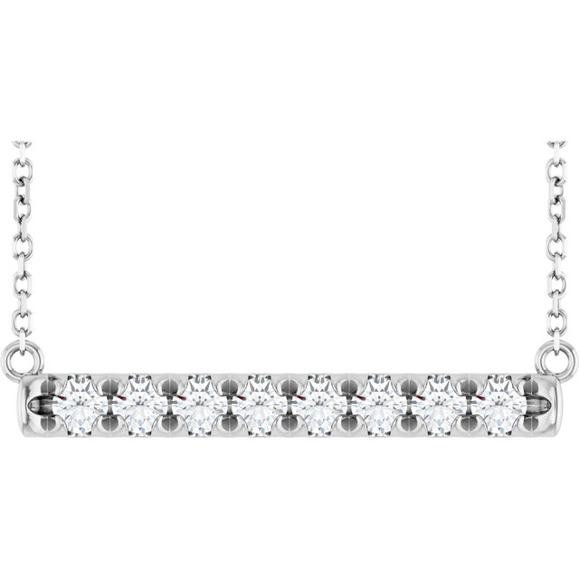14K White Gold 1/2 CTW Natural Diamond French-Set Bar Necklace