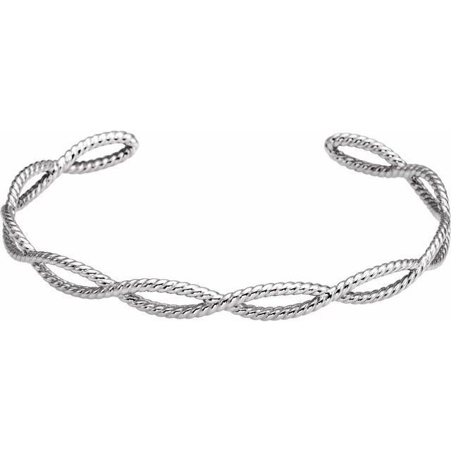 Sterling Silver Sterling Silver Rope Cuff 6 1/4 In Bracelet