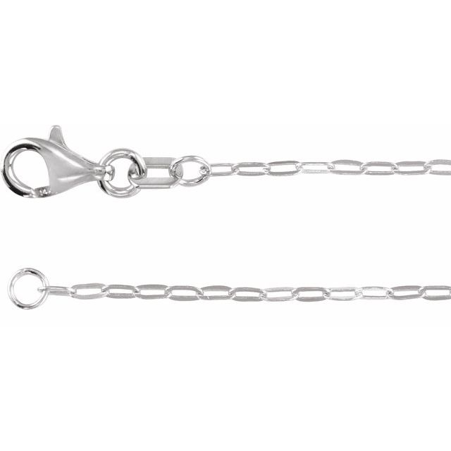 14K White Gold 1.25 mm Paperclip-Style Chain