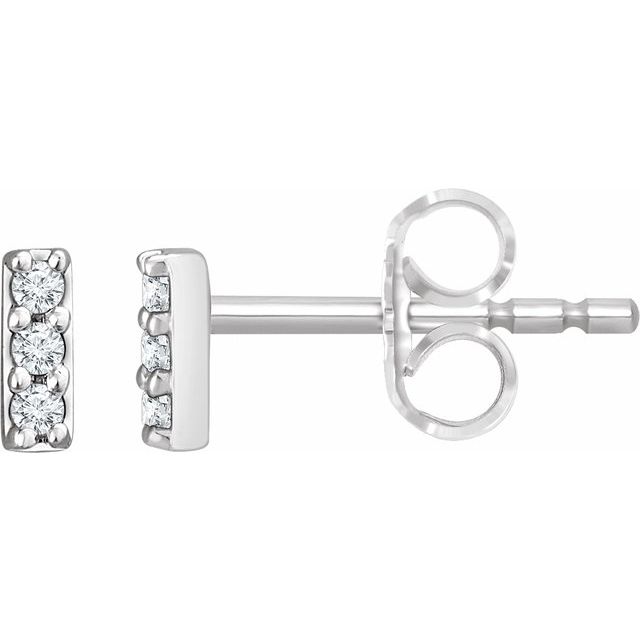 14K White Gold .05 CTW Lab-Grown Diamond Bar Earrings