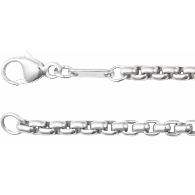 14K White Gold 2.6 mm Rounded Box Chain