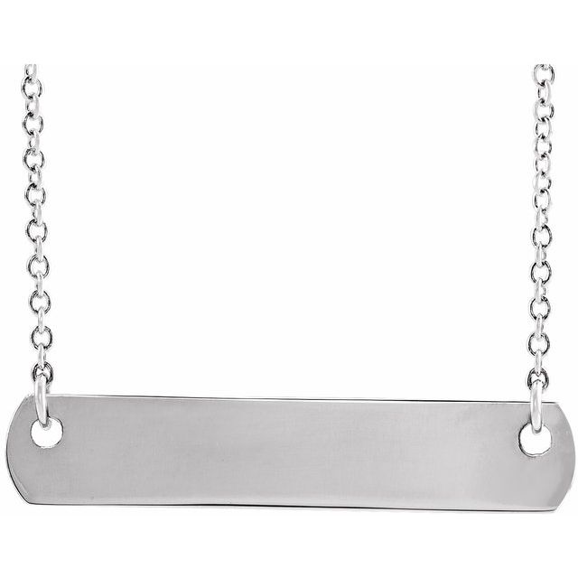 14K White Gold Engravable Bar Necklace