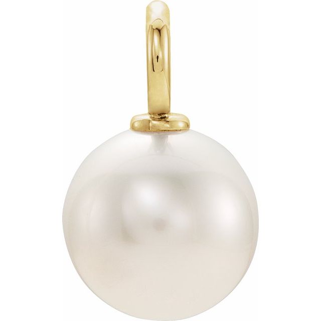 14K Yellow Gold Cultured White Freshwater Pearl Pendant