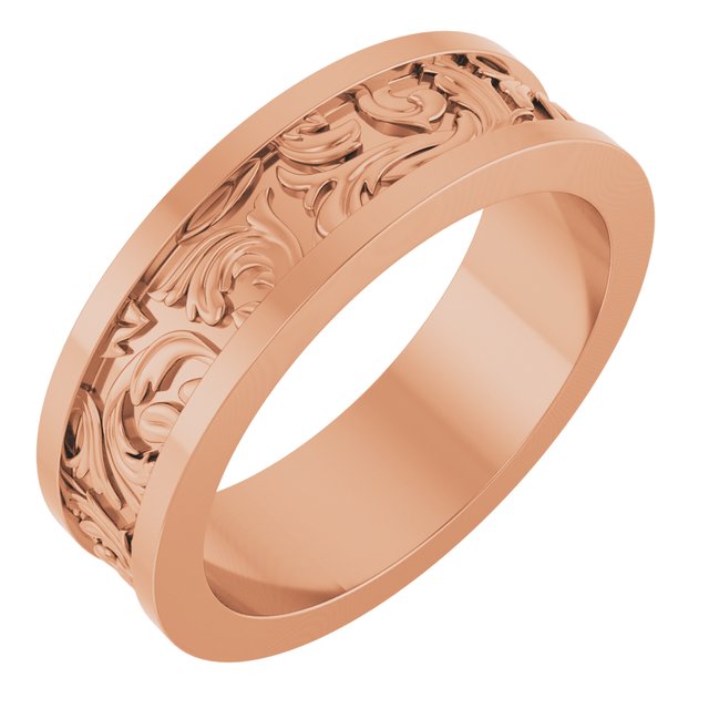 14K Rose Gold 6.5 mm Sculptural Flat Band