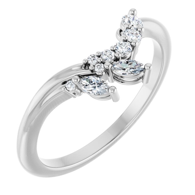 14K White Gold 1/5 CTW Natural Diamond Contour Band