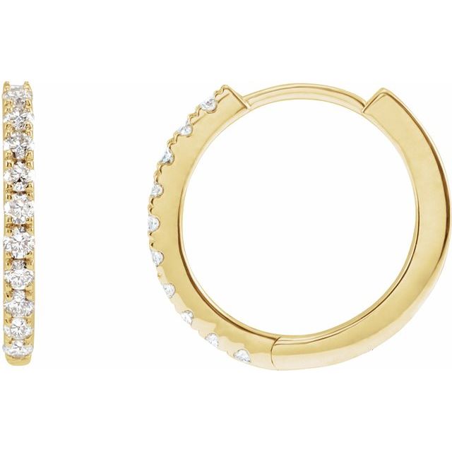 14K Yellow Gold 1/4 CTW Lab-Grown Diamond 14 mm Hoop Earrings