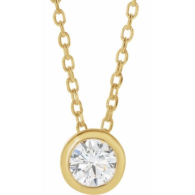 14K Yellow Gold 1/4 CT Natural Diamond Bezel-Set Necklace