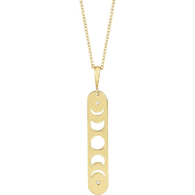 14K Yellow Gold .01 CTW Natural Diamond Moon Phase Bar Necklace