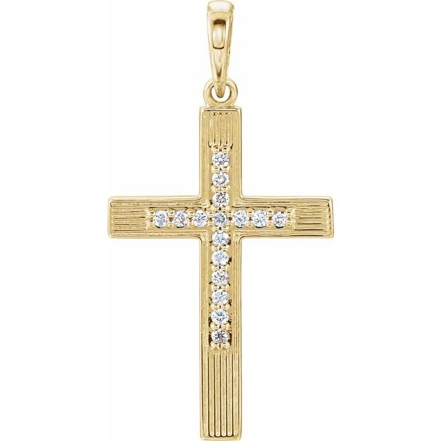14K Yellow Gold Diamond Cross Pendant