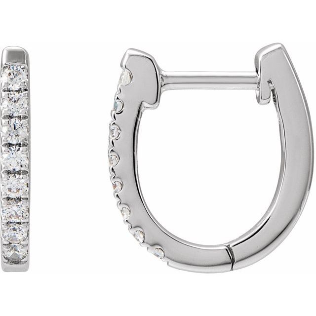 14K White Gold 1/6 CTW Natural Diamond Hoop Earrings