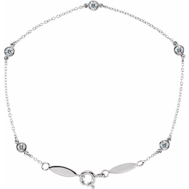 14K White Gold 1/3 CTW Lab-Grown Diamond Bezel-Set Station 7" Bracelet