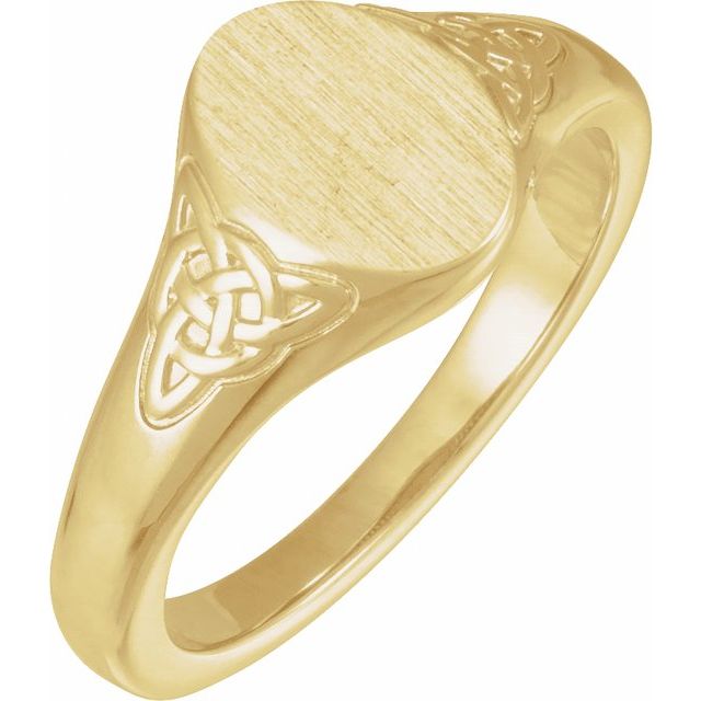 14K Yellow Gold Celtic-Inspired Oval Signet Ring