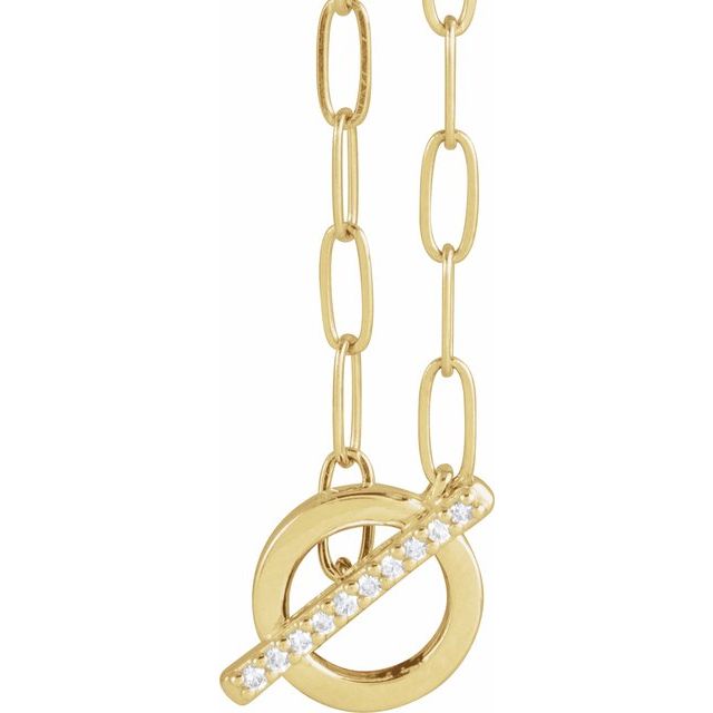 14K Yellow Gold .04 CTW Natural Diamond Toggle Necklace