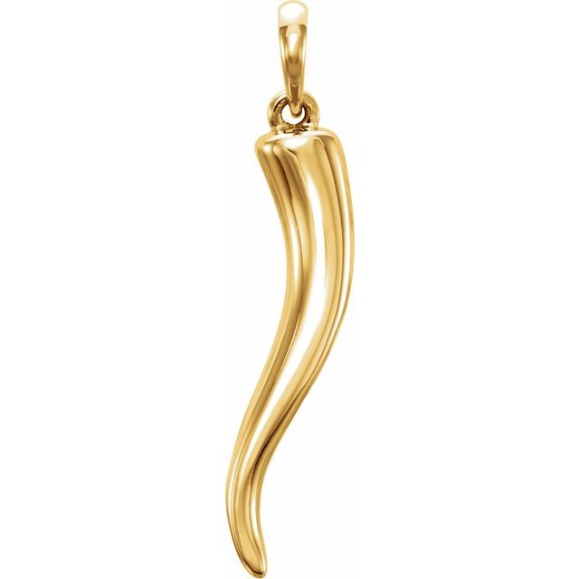 18K Yellow Gold Italian Horn Pendant