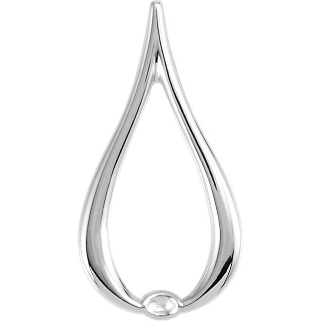 14K White Gold 22x12 mm Freeform Pendant