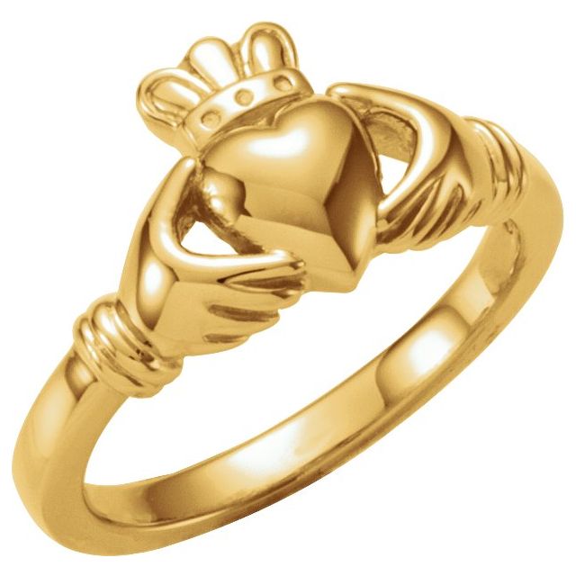 14K Yellow Gold Claddagh Ring