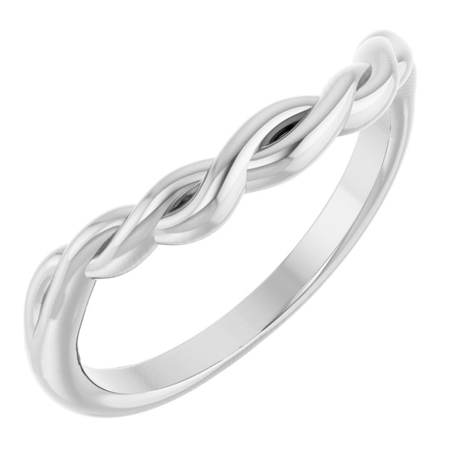 14K White Gold Twisted Contour Band