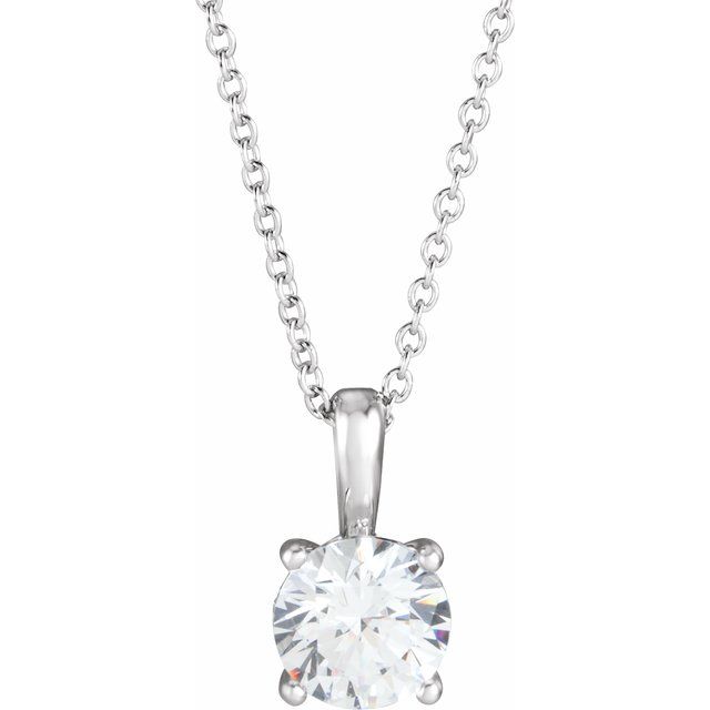 14K White Gold 1/2 CT Natural Diamond Necklace
