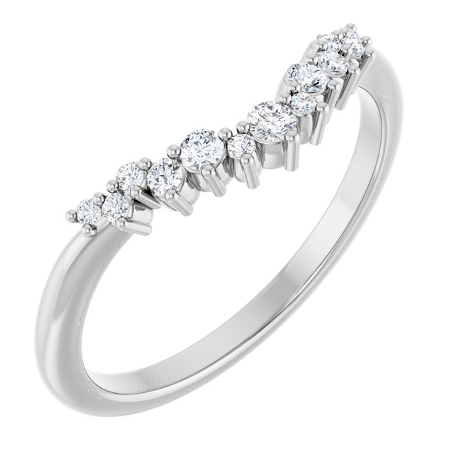 14K White Gold 1/6 CTW Natural Diamond Contour Band