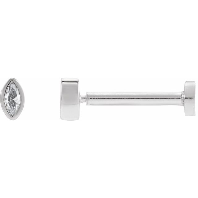 14K White Gold .02 CT Natural Diamond Press Fit Back Stud Earrings