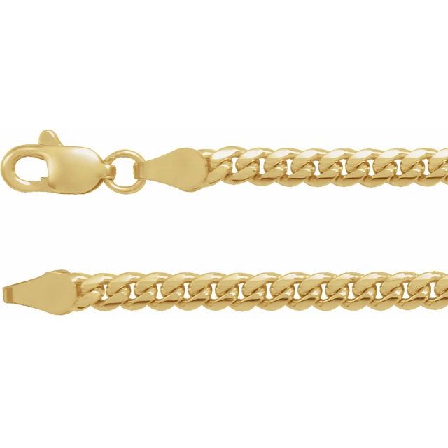 14K Yellow Gold 3.3 mm Solid Gold Cuban Link Chain