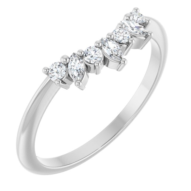 14K White Gold 1/6 CTW Natural Diamond Contour Band