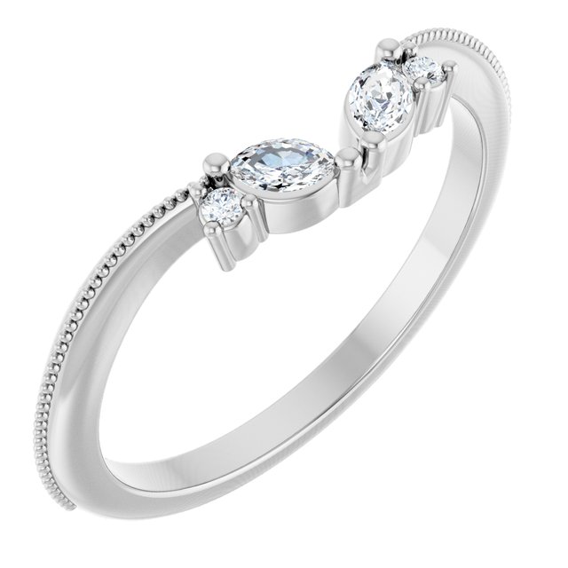 14K White Gold 1/8 CTW Natural Diamond Contour Band