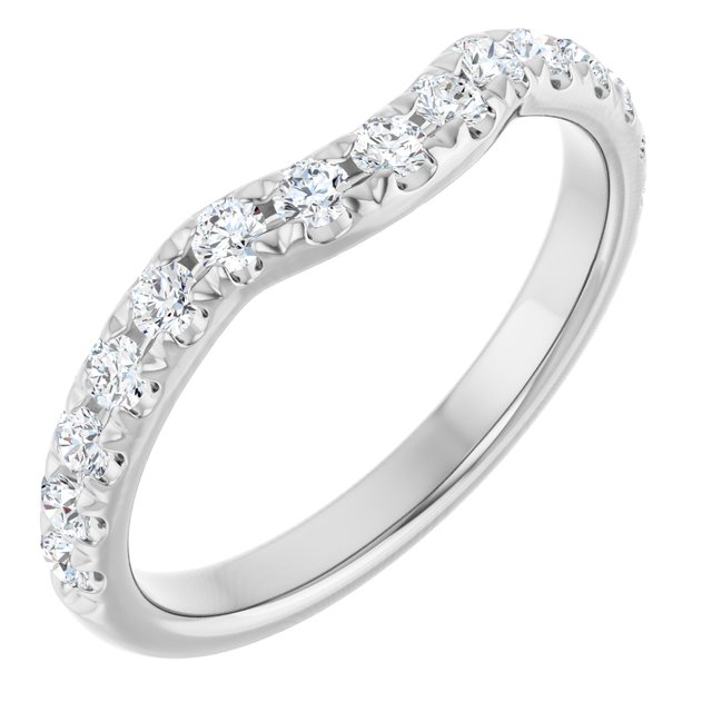 14K White Gold 3/8 CTW Natural Diamond Contour Band