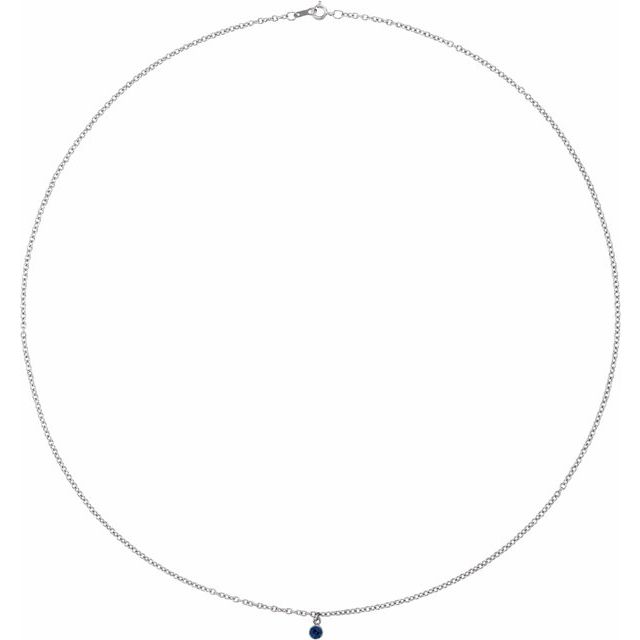 14K White Gold Bezel Sapphire Necklace