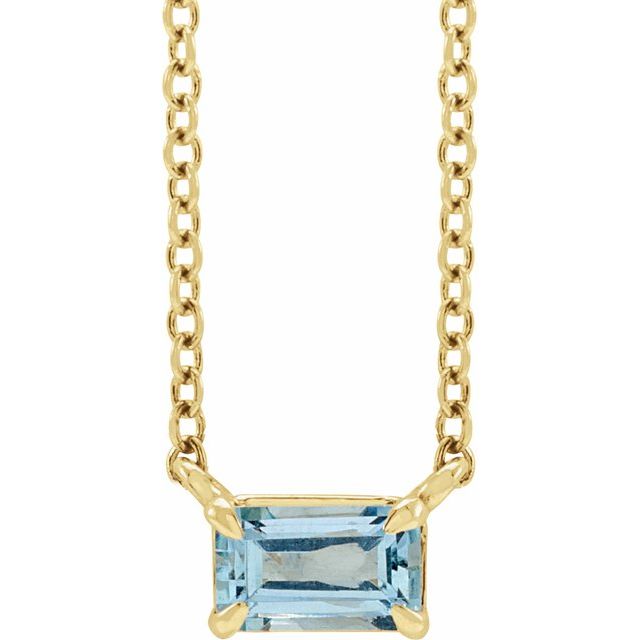 14K Yellow Gold Natural Aquamarine Necklace