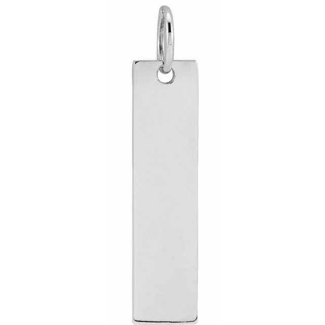 14K White Gold 20x5 mm Engravable Bar Charm/Pendant