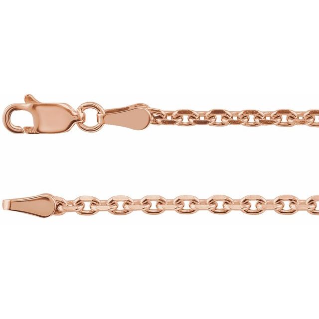 14K Rose Gold 14K Rose Gold 2.5 mm Diamond-Cut Cable 7" Chain