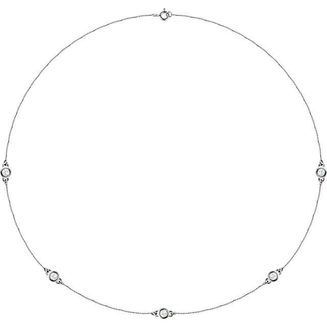 14K White Gold Five-Station Diamond Necklace