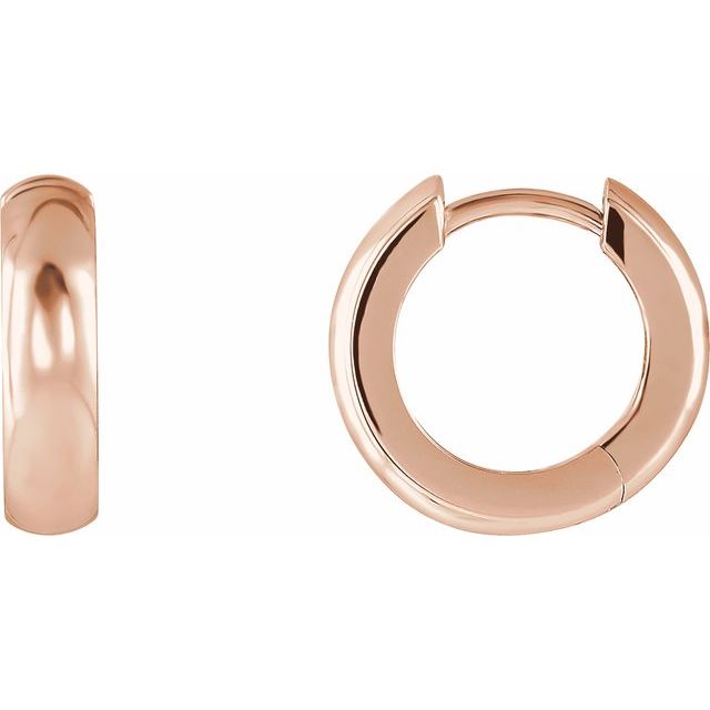 14K Rose Gold Hinged 14.25 mm Hoop Earrings