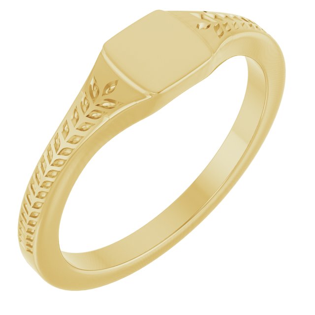 14K Yellow Gold Wheat-Pattern Signet Ring