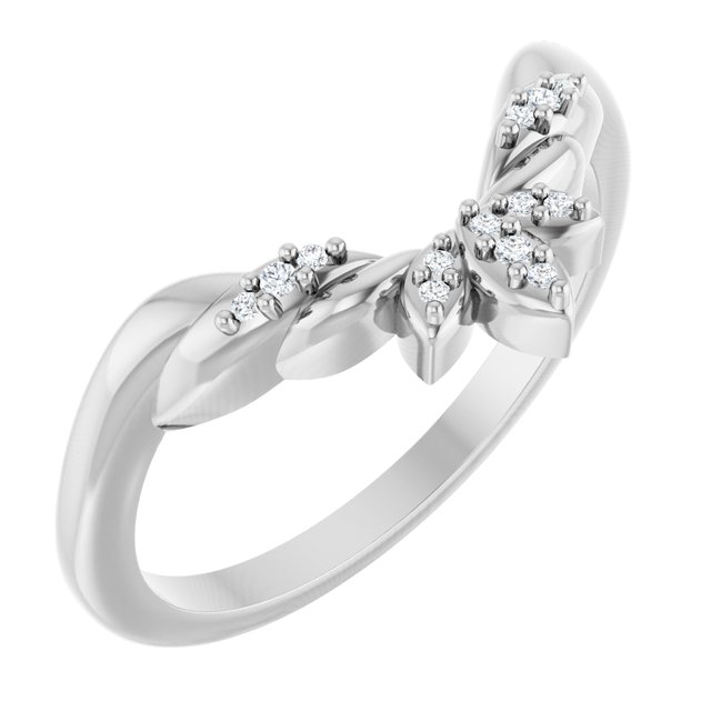 14K White Gold .03 CTW Natural Diamond Floral-Inspired Contour Band