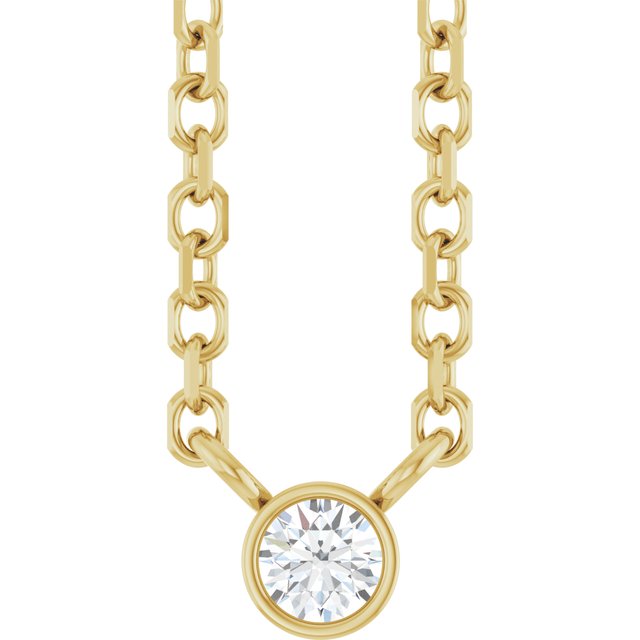 14K Yellow Gold .03 CT Natural Diamond Solitaire Necklace