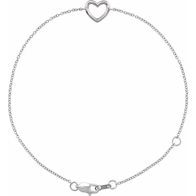 14K White Gold Heart Bracelet