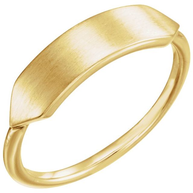 14K Yellow Gold Geometric Bar Signet Ring