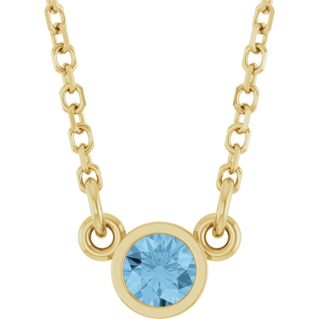 14K Yellow Gold Natural Sky Blue Topaz Solitaire Necklace