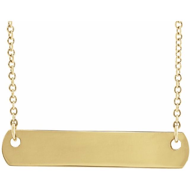 14K Yellow Gold Engravable Bar Necklace
